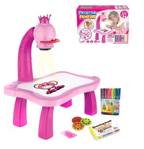 Set Tabla At Performance, de desenat Electrica cu Proiector Holograme, 24 modele figurine, roz